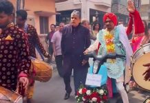 ਨਾ ਘੋੜੀ ਨਾ ਗੱਡੀ, ਈ-ਬਾਈਕ ‘ਤੇ ਵਿਆਹ ਦੀ ਬਰਾਤ ਲੈ ਕੇ ਪਹੁੰਚਿਆ ਲਾੜਾ